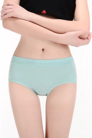 Yeşil Fallsweet Kadın Pamuk Külot Katı Orta Bel Külot Rahat Günlük Giyim Bayan Külot Yeşil