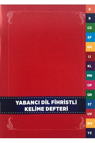 Karatay Yabancı Dil Kelime Defteri Fihristli Karton Kapak 96 Syf