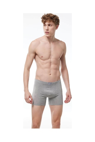 Malabadi 073 Erkek Likralı Uzun Boxer-Gri