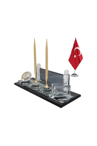 Sentez Masa İsimliği Bayrak Hediyeli Kristal Masa Üstü İsimlik