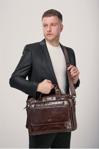 Ççs 71473 Hakiki Deri Evrak Çantası Kahve