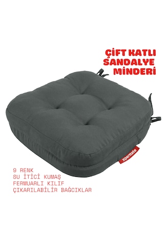 Xpermate Çift Kat Sandalye Minderi 42x42x8 Antrasit