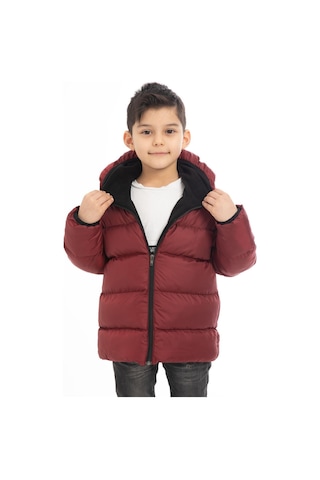 Spor Erkek Çocuk Polarlı Kürklü Kapüşonlu Su Geçirmez Rüzgara Dayanıklı Şişme Kışlık Mont-197 Haki