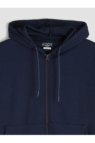 Lc Waikiki Lacivert Kapüşonlu Soft Touch Kadın Fermuarlı Sweatshirt