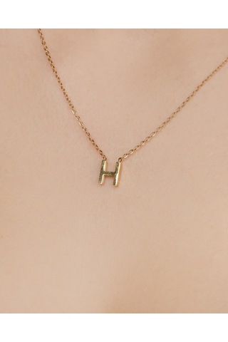 Lekka Design Kadın Kararmaz Çelik Takı H Harf Kolye Altın