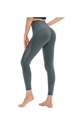 Jeehugo Kadınlar İçin Yüksek Bel Daraltıcı, Ağ Şeritli, Esnek Spor Tayt - Yoga, Koşu Ve Egzersiz İçin Gri Avrupa Beden S Koyu Gri