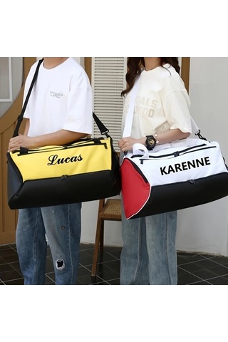 Sandwich Motion003 Kişiselleştirilebilir Büyük Kapasiteli Spor Bagaj Çantası Islak Kuru Bölmeli Siyah Siyah