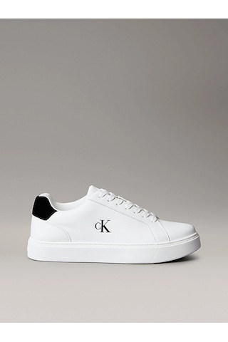 Calvin Klein Jeans Klasik Düz Tabanlı Bağcıklı Deri Erkek Beyaz Sneaker Ym0ym01435-01w Beyaz