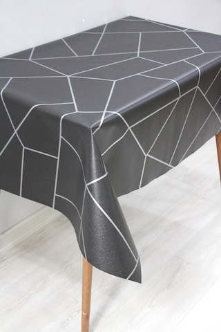 Astarlı Silinebilir Pvc Muşamba Masa Örtüsü 1213-2-siyah