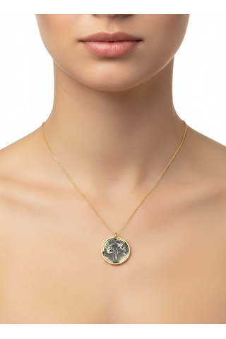 G&A Jewels - Kök Ve Kanat - 925 Ayar Oksitli Yaldız Altın Kaplama Gümüş Kolye Altın