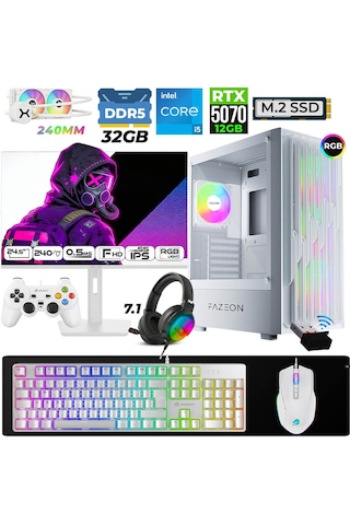 Fazeon Astra X730 i5-14400F 32 GB 1 TB M.2 NVMe SSD 12 GB RTX5070 24.5" Free Dos Masaüstü Oyuncu Bilgisayarı
