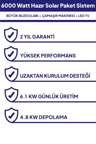 6 Kw 6000 Watt Güneş Enerjisi Hazır Solar Paket Sistem - Half Cut Güneş Panelli