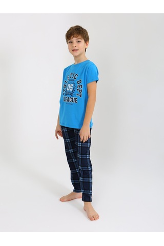 Vitmo Erkek Çocuk Kısa Kollu %100 Pamuklu Pijama Takımı League Turkuaz
