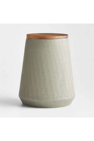 Crate & Barrel Ethan 5 Lb Ahşap Kapaklı Ekstra Büyük Seramik Kutu, Şık Ve Fonksiyonel Depolama Saklama Kapları Çok Renkli