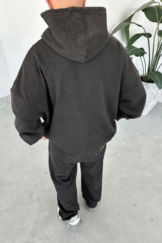 Kahverengi Basic Yıkamalı Oversize Sweatshirt Kahverengi
