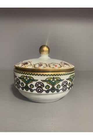 Fermato Porselen Kapaklı Şekerlik Verde Serisi Çok Renkli