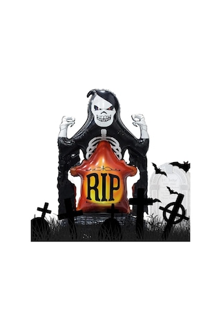 Halloween Cadılar Bayramı Mezar Taşı İskelet Ayaklı Büyük Boy Folyo Balon 110x70 Cm