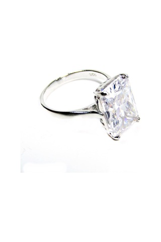 Gümüş Baget Beyaz Taşlı Kadın Yüzük