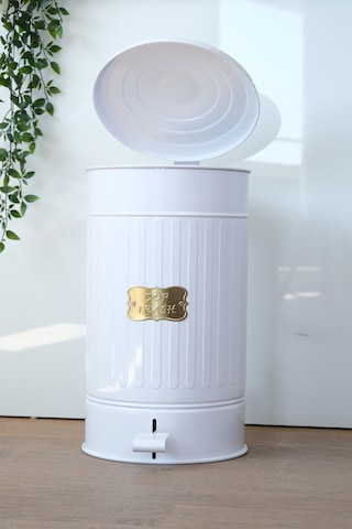 Metal Kapaklı Beyaz Renk Galvaniz Mutfak Banyo Pedallı Çöp Kovası 30 Lt Ekru