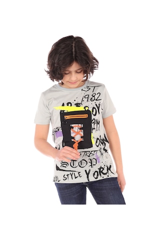 Toontoy Kids Toontoy Erkek Çocuk Armalı Önü Yazı Baskılı Tişört Yeşil