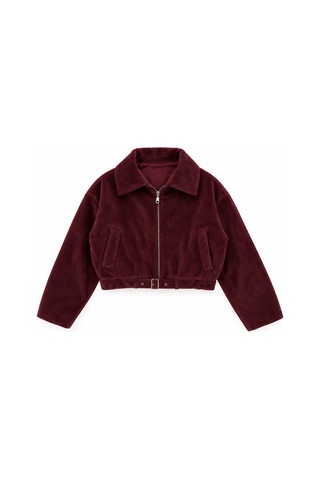 Nazzain Kemerli Fox Kumaş Bomber Ceket Bordo