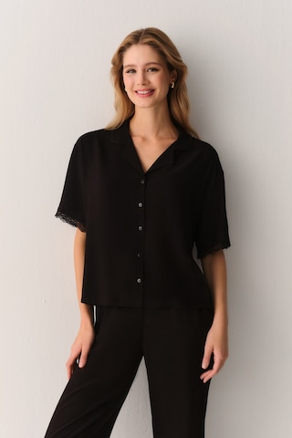 Suwen Armony Gömlek Yaka Pijama Takımı Sh26547660b012 Siyah