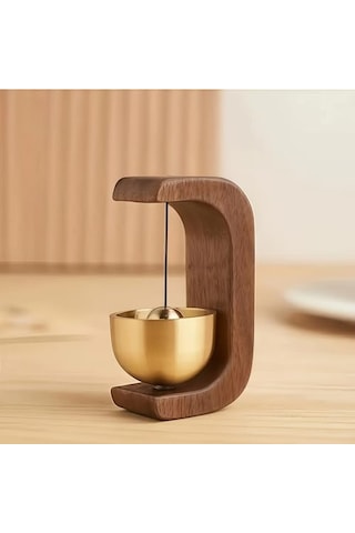 Mallart Masif Ahşap Ve Pirinç Kapı Zili Rüzgar Çanı Manyetik Yapıştırıcılı/cam Kapı Uyumlu Minimal Dekoratif Kapı Çanı Ev Ofis Dükkan Giriş Zili