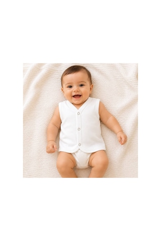 H&c Coolboy H&c %100 Pamuklu 3'lü Bebek Yeleği Çıtçıtlı Kolsuz İç Yelek Beyaz
