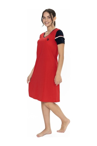 U.s Polo Assn. 20009 Kadın Kısa Kollu V Yaka Rahat Ev Giyim-kırmızı Kırmızı