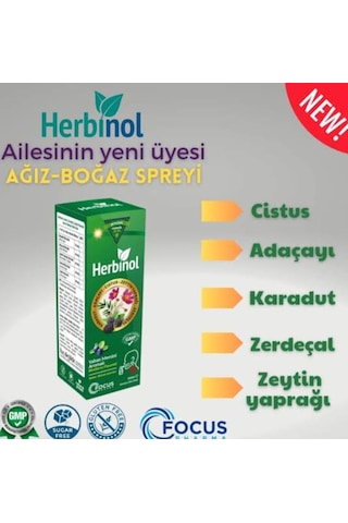 Herbinol Cistus Karadut Ve Zeytinyaprağı İçeren Boğaz Spreyi 30 M