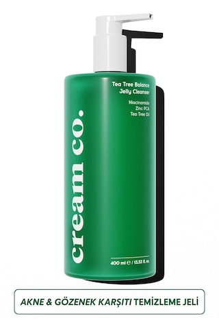 Cream Co. Tea Tree Balance Jelly Cleanser Akne ve Siyah Nokta Karşıtı Arındırıcı ve Dengeleyici Yüz Temizleme Jeli 400 ML