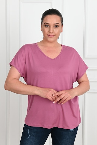 Kadın V Yaka Büyük Beden T-shirt 1486-23 001