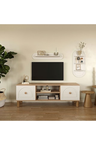 Bohem Dekoratif Duvar Rafı 88x17 Beyaz