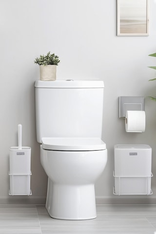 Okyanus Home Beyaz Eko Magic Askılı Kare Mina 2'li Wc Kova Ve Fırça Seti Beyaz