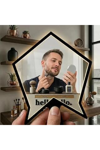Mey İthalat Kırılmaz Pleksi El Aynası 10x10cm - Çanta Boyu Geometrik Tasarım - Kadın & Erkek Bakım Çok Renkli
