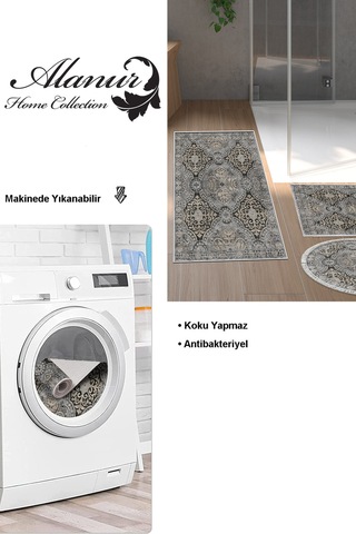 Dekoreko Kaymaz Taban Djt 3 Lü Banyo Paspas Takımı Trend Karışık Modern 659m Bej