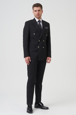 White Stone New York T2432 Slim Fit 6 Drop Kruvaze Takım Elbise Siyah-siyah Siyah