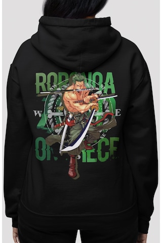 Sevbano One Piece Roronoa Zoro Anime Sırt Baskılı Unisex Oversize Penye H Siyah