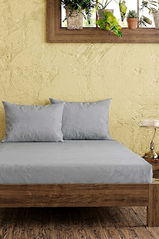 Gri Ranforce Pamuklu Çift Kişilik Lastikli Çarşaf Seti 3 Parça 160 x 200 CM