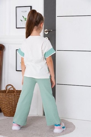 Tunays Shopping Oversize İspanyol Paça Kız Çocuk Takım Yeşil
