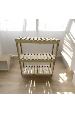 Doğal Ahşap 3 Katlı Ayakkabılık Ahşap
