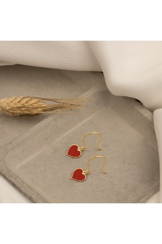 Dkmn Gümüş 925 Ayar Gümüş Mineli Kalp Küpe