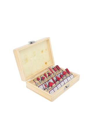 12 Parça Freze Uç Takımı Ahşap Oyma Ağaç Delme Özel Ahşap Çantalı Set 6 Mm