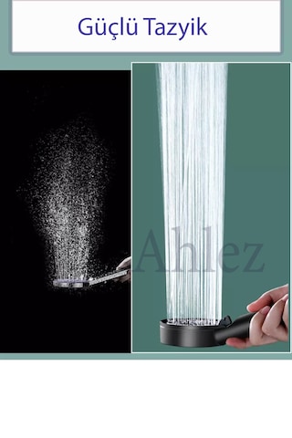 Maxima Siyah 5 Fonksiyon Duş Başlığı Ve Siyah Duş Hortumu Duş Set Siyah