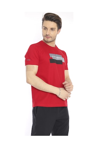 Escetic Erkek Spor Kırmızı Bisiklet Yaka Slim Fit T-Shirt-3358