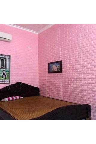 Pembe Yapışkanlı Duvar Kağıdı 3D Dekoratif Duvar Paneli Nw03
