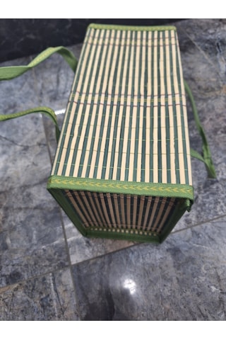 36x25x17 Cm Katlanabilir Taşınabilir Hasır Piknik Seyahat Çantası Piknik Sepeti Karışık Renk