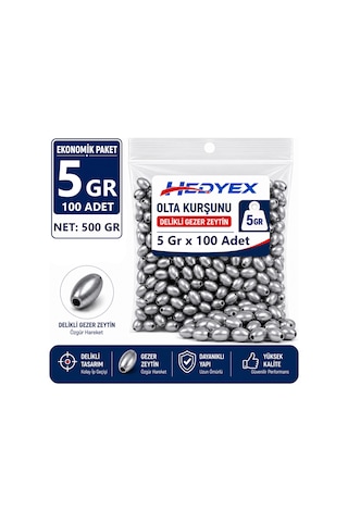 Hedyex 5 Gr 100 Adet 500 Gr Olta Kurşunu Delikli Gezer Zeytin