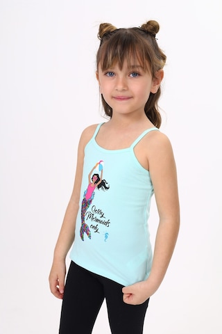 Toontoy Kids Toontoy Kız Çocuk Deniz Kızı Baskılı Pul İşlemeli Atlet Mint Yeşili
