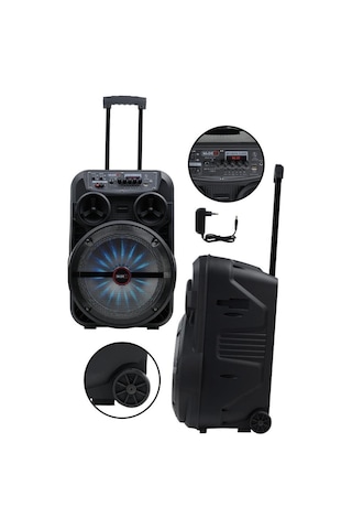 Midex Mxr-280 Taşınabilir Mikrofonlu Işıklı Akülü Ses Sistemi Hoparlör 12 İnç 280 Watt